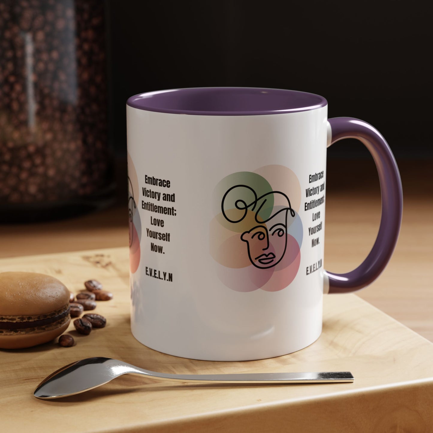 Personalized Initial Sketch Girl Accent Coffee Mug