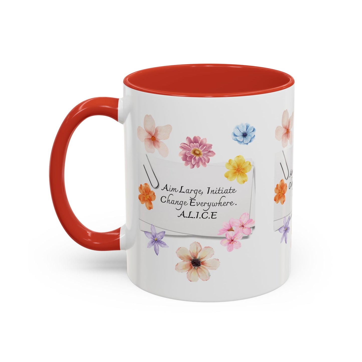 Personalized Floral Clip Note Accent Coffee Mug