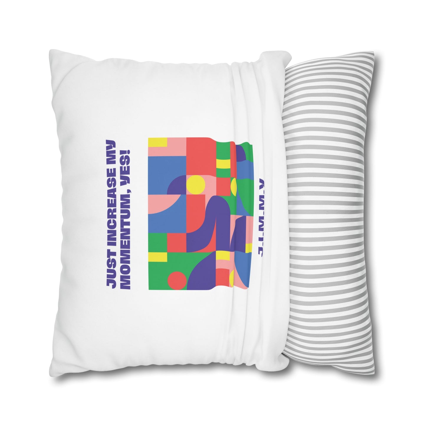 Personalized Initial Quote Colorful Momentum — Custom Sayings on Square Poly Canvas Pillowcase