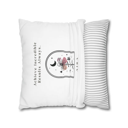 Personalized Initial Quote Floral Moon — Custom Sayings on Square Poly Canvas Pillowcase