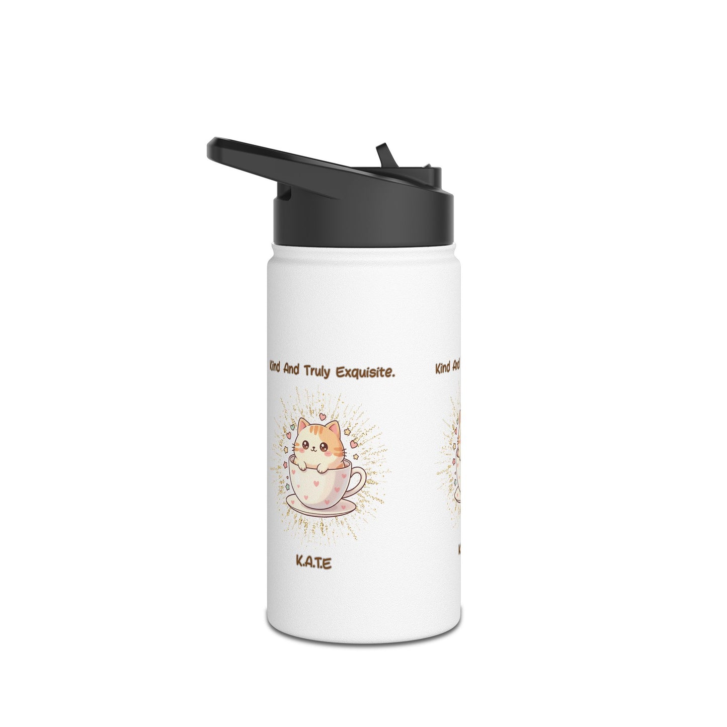 Personalized Initial Quote Exquisite Cat Stainless Steel Water Bottle