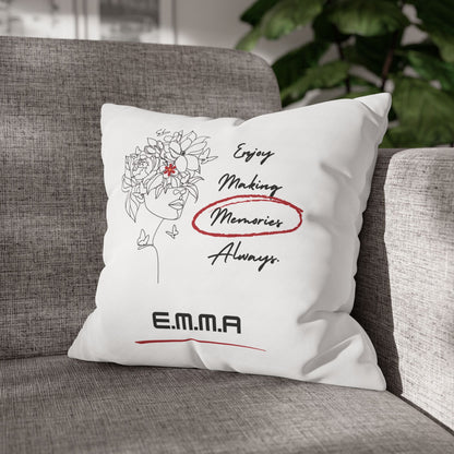 Personalized Initial Floral Girl — Custom Sayings on Square Poly Canvas Pillowcase