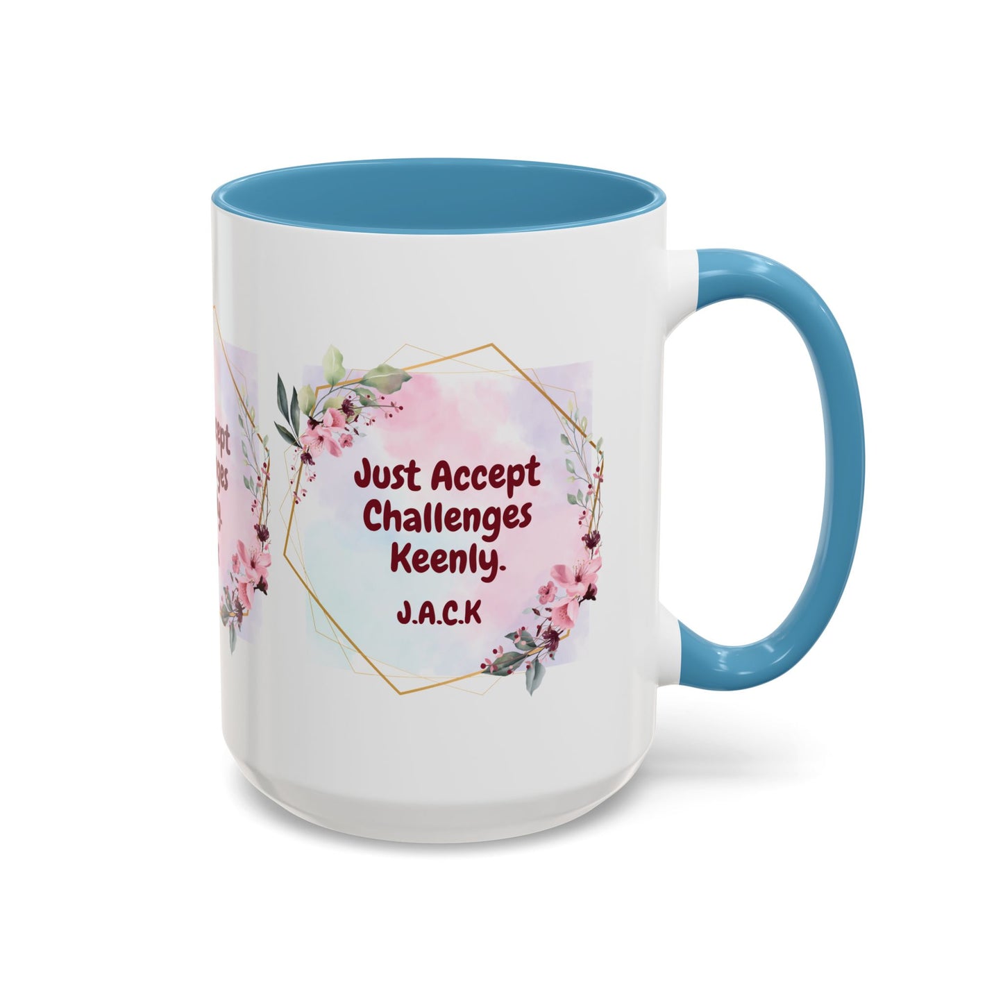 Personalized Floral Frame Accent Coffee Mug