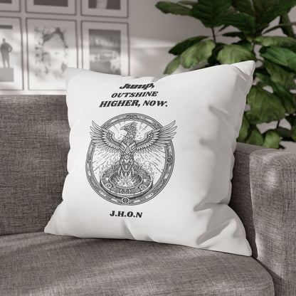 Personalized Initial Quote Circled Eagle — Custom Sayings on Square Poly Canvas Pillowcase