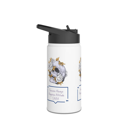 Personalized Initial Quote Floral Skull Stainless Steel Water Bottle