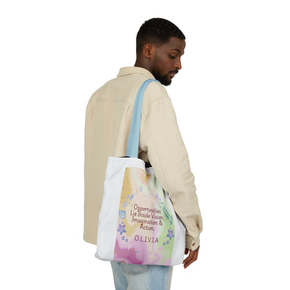 Personalized Initial Quote Ocean Theme Canvas Tote Custom Name