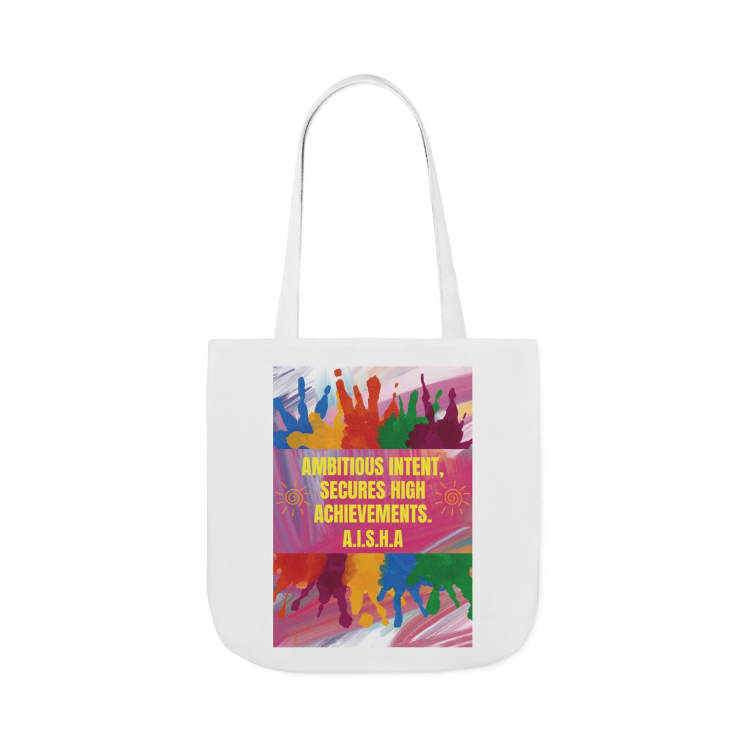 Personalized Initial Quote Colorful Paint Canvas Tote Custom Name