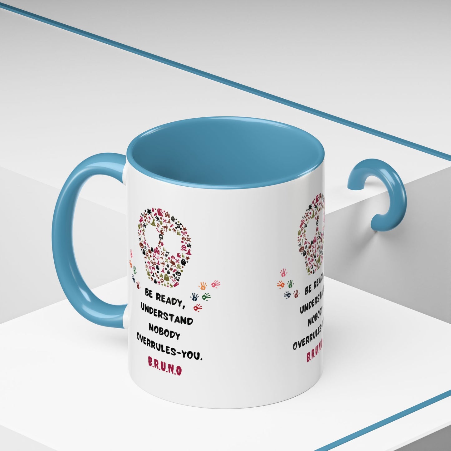 Personalized Initial Floral Skull Accent Coffee Mug