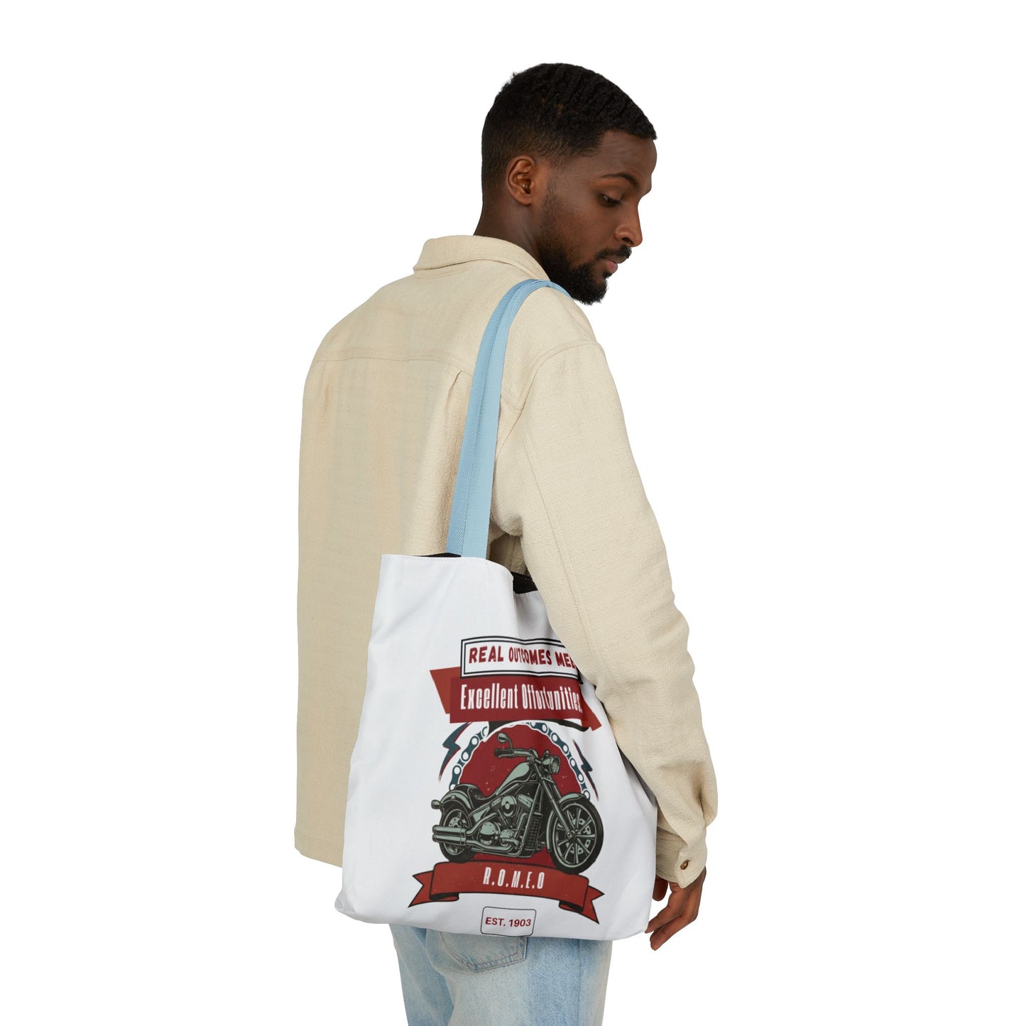 Personalized Initial Quote Motorcycle Canvas Tote Custom Name