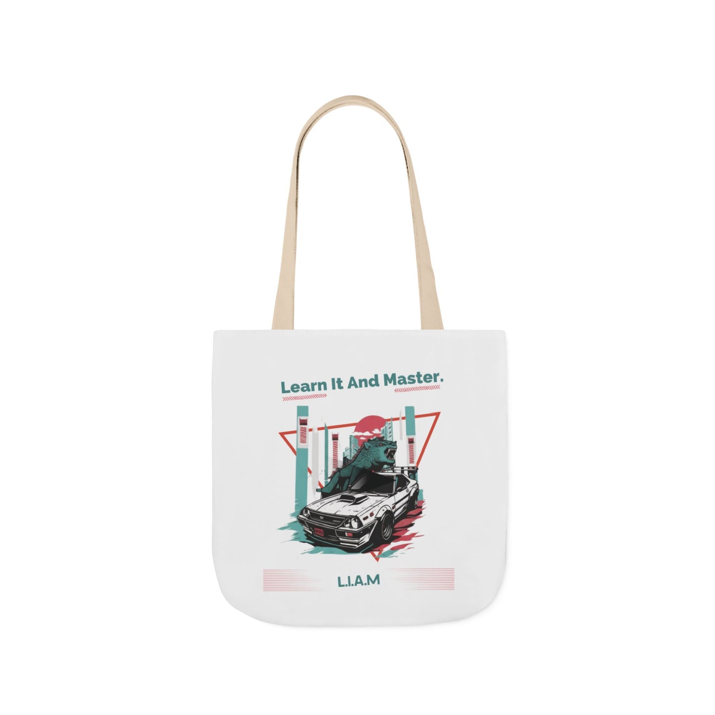 Personalized Initial Quote Dinosaur Car Canvas Tote Custom Name