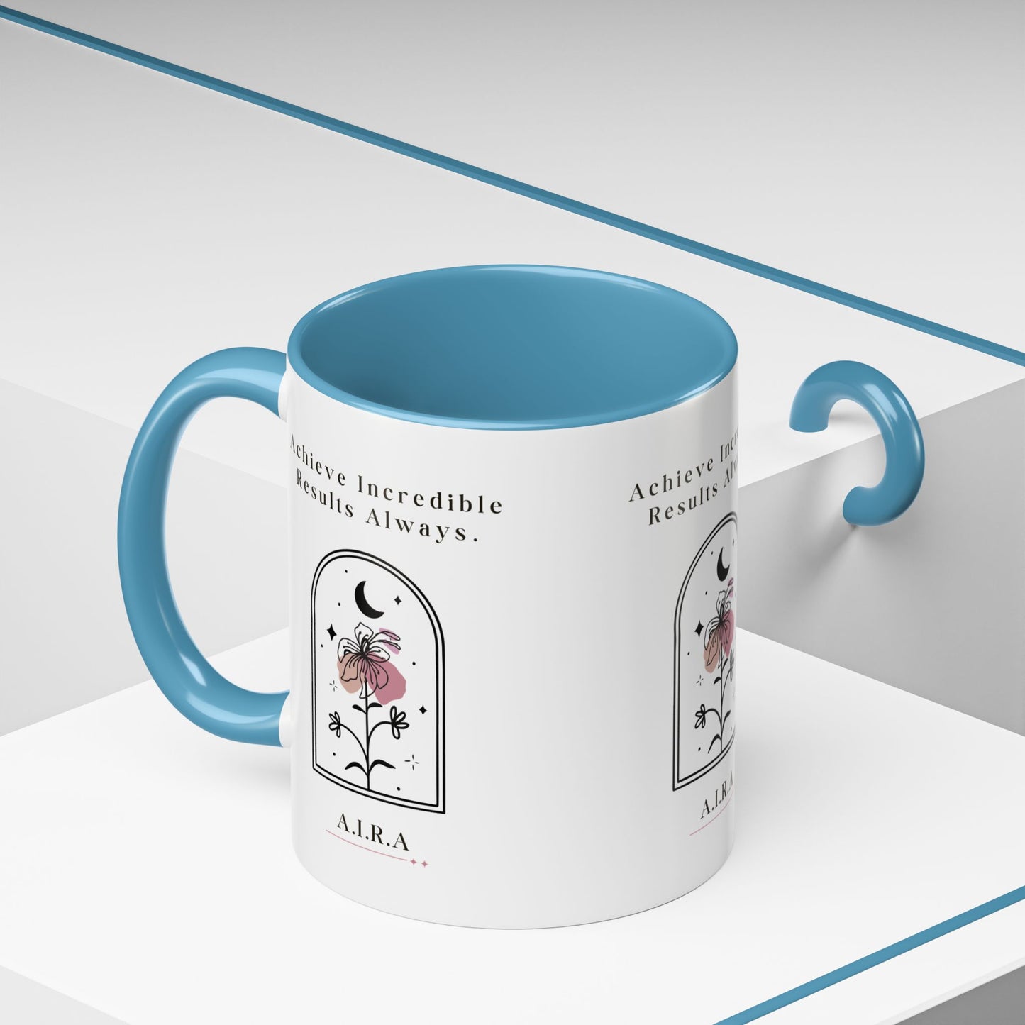 Personalized Initial Floral Moon Accent Coffee Mug