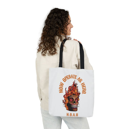 Personalized Initial Quote Fire Skull Canvas Tote Custom Name