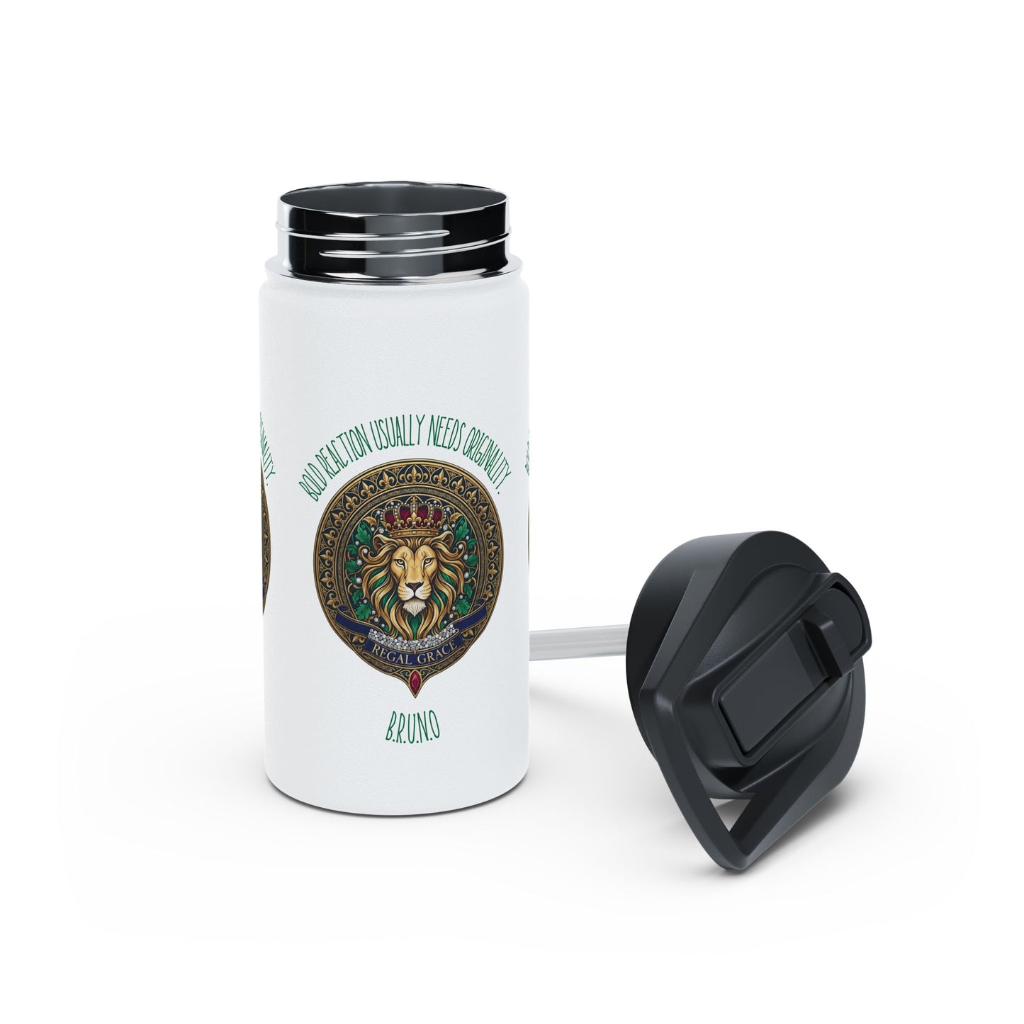 Personalized Initial Quote Circled Lion Stainless Steel Water Bottle