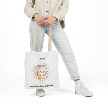 Personalized Initial Quote Exquisite Cat Canvas Tote Custom Name