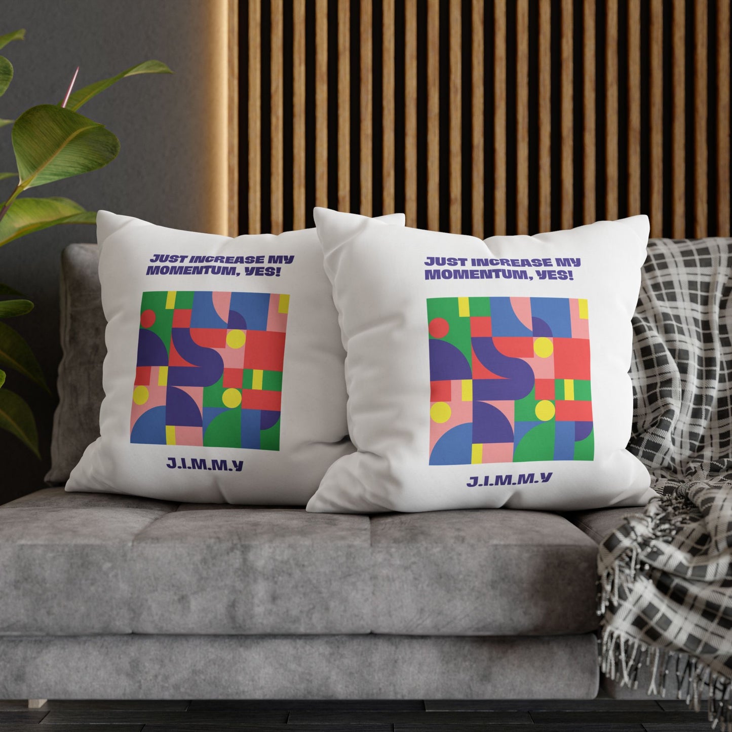 Personalized Initial Quote Colorful Momentum — Custom Sayings on Square Poly Canvas Pillowcase
