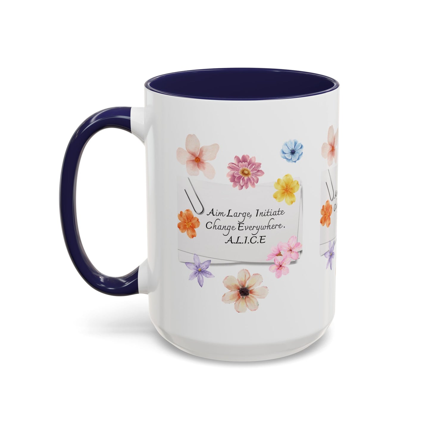 Personalized Floral Clip Note Accent Coffee Mug