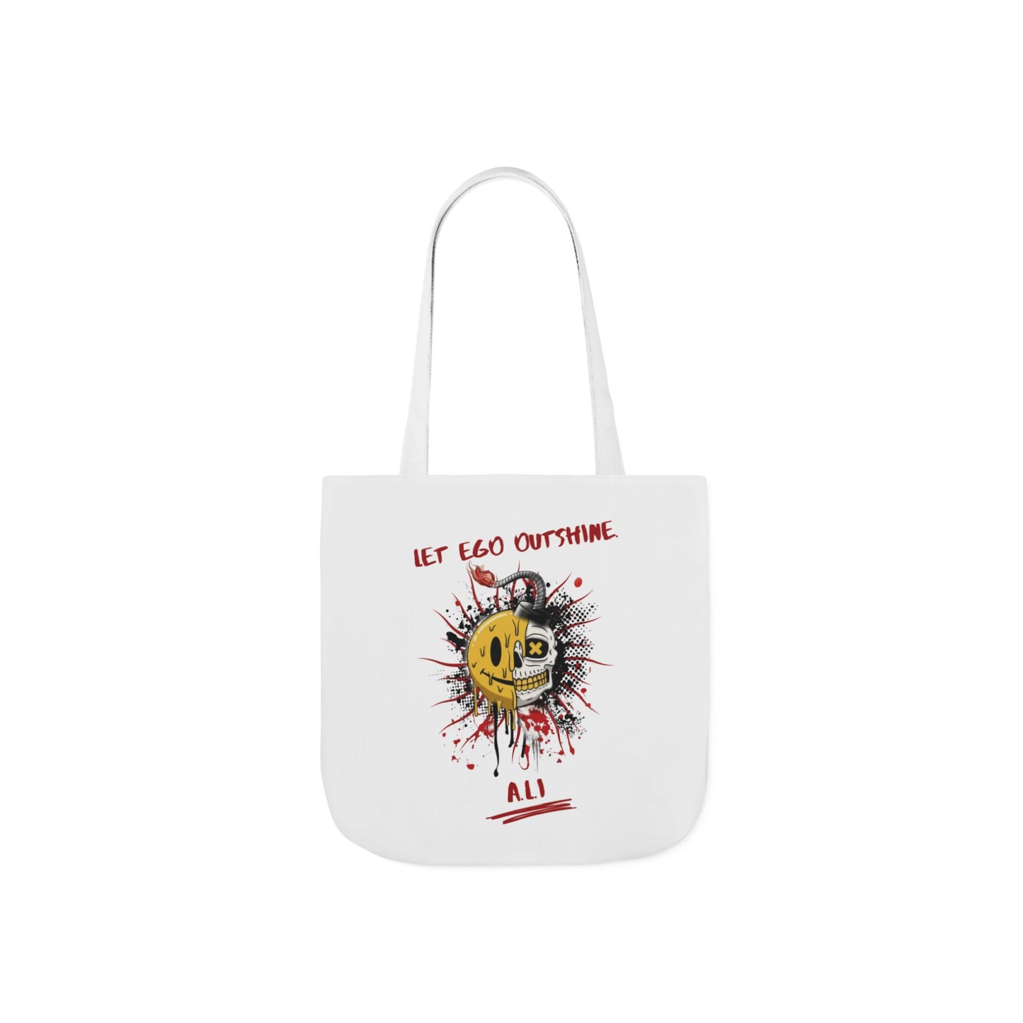Personalized Initial Quote Split Smile Skull Canvas Tote Custom Name