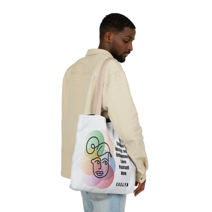 Personalized Initial Quote Sketch Girl Canvas Tote Custom Name