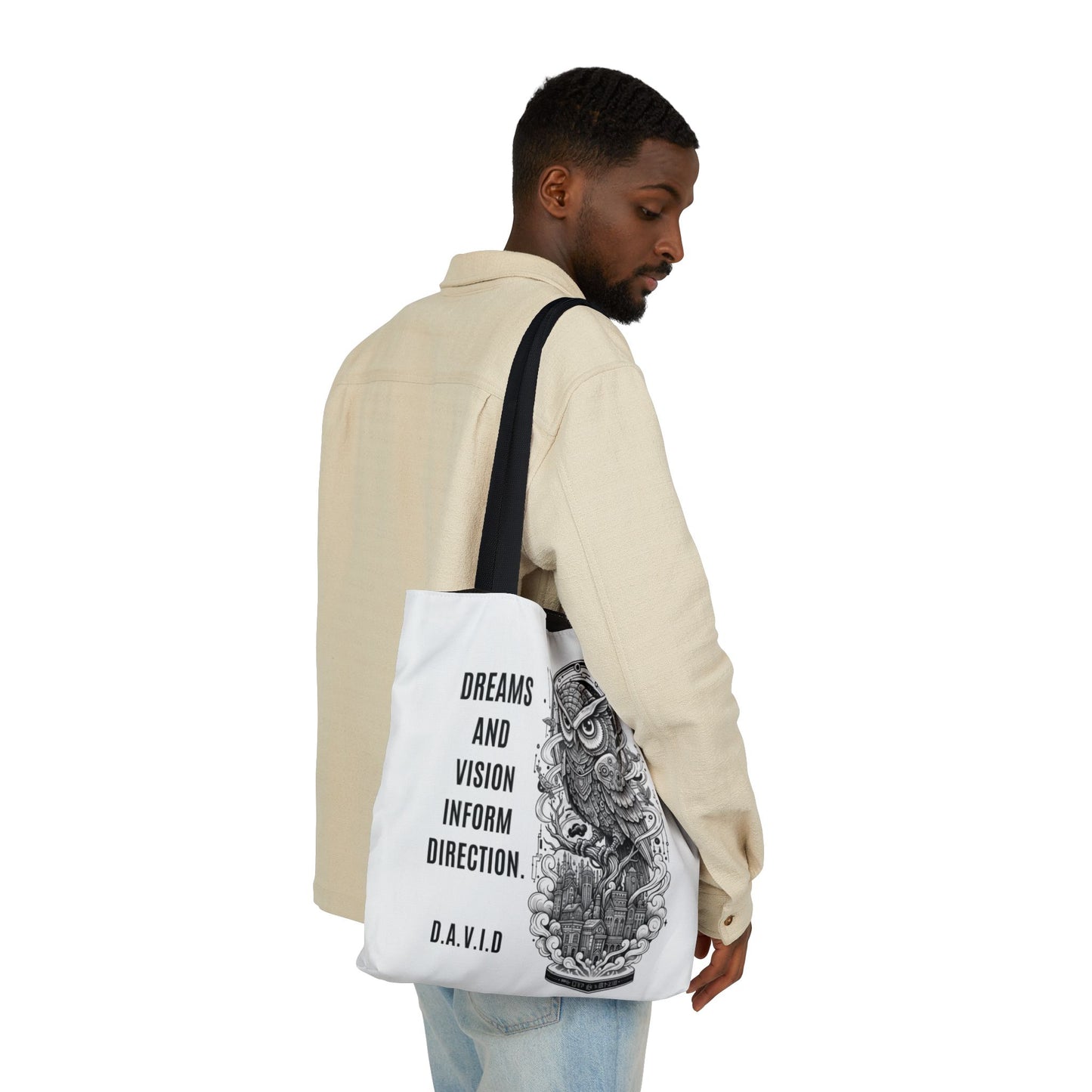 Personalized Initial Quote Owl Vision Canvas Tote Custom Name