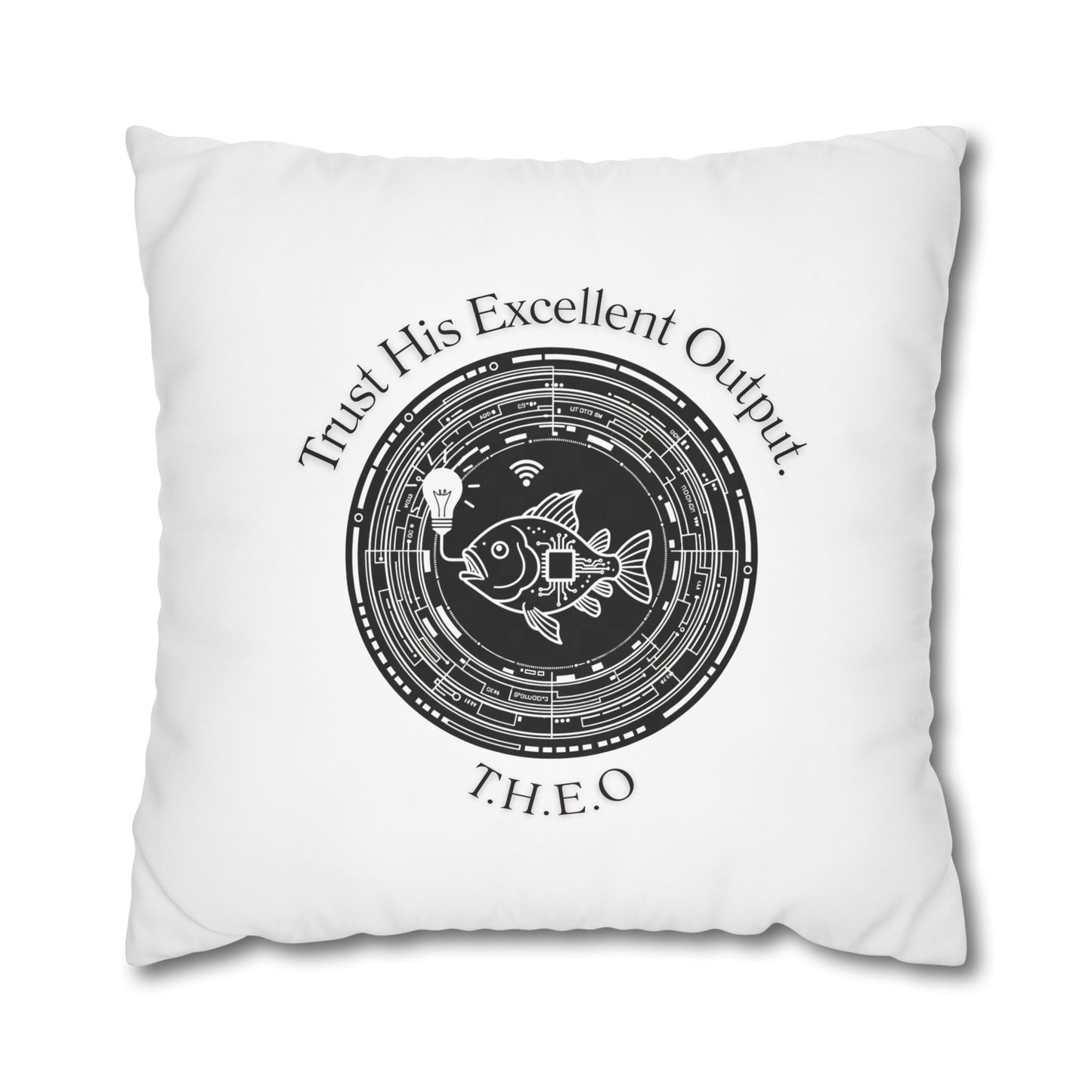 Personalized Initial Quote Fish — Custom Sayings on Square Poly Canvas Pillowcase