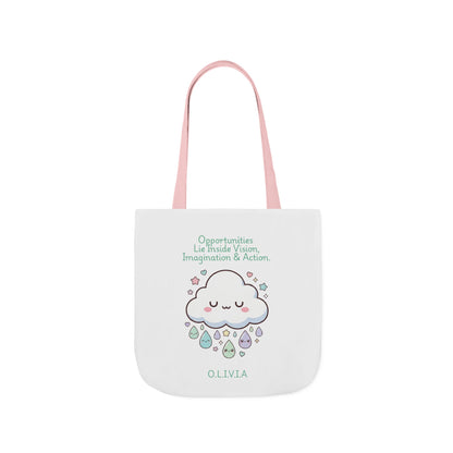 Personalized Initial Quote Cloud Dripping Canvas Tote Custom Name
