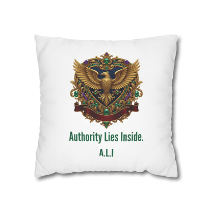 Personalized Initial Quote Eagle — Custom Sayings on Square Poly Canvas Pillowcase