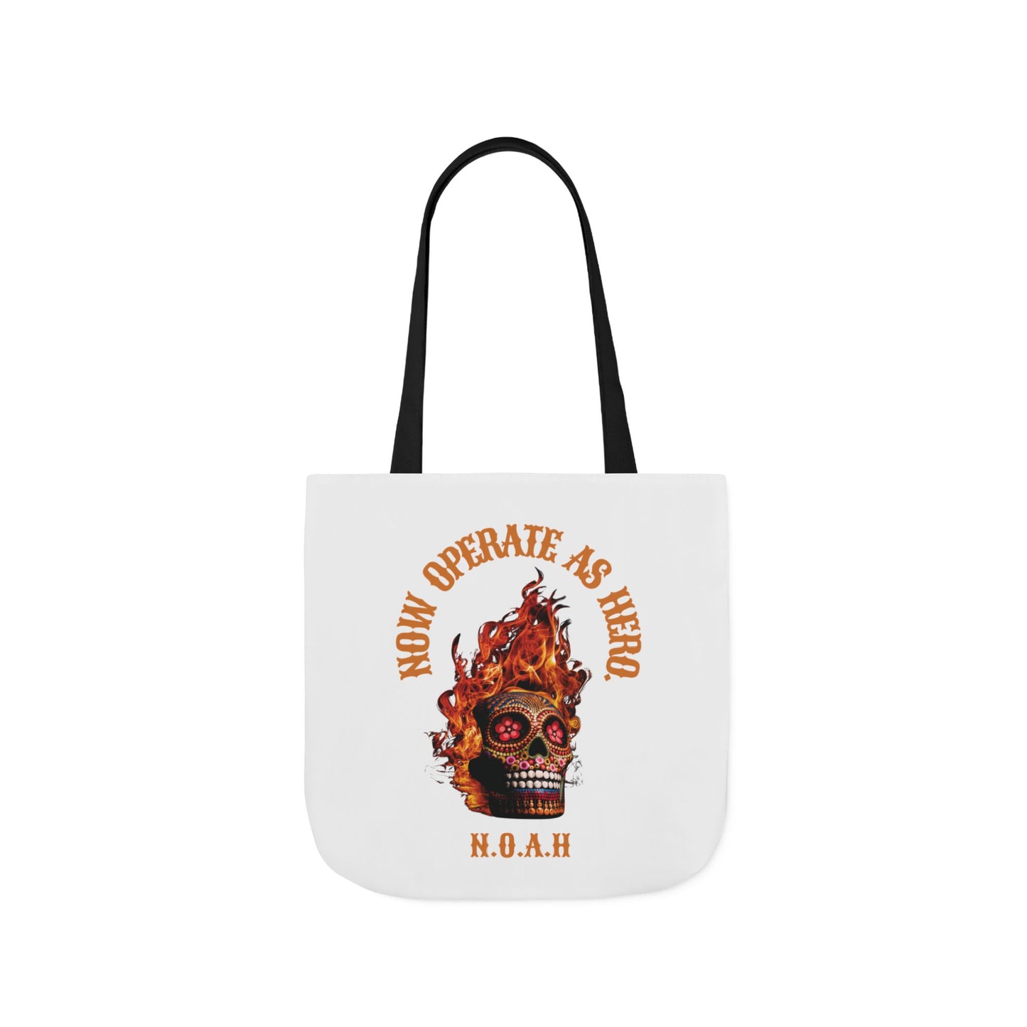Personalized Initial Quote Fire Skull Canvas Tote Custom Name