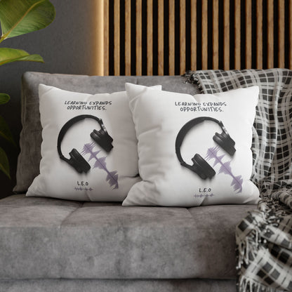 Personalized Initial Quote Headphone — Custom Sayings on Square Poly Canvas Pillowcase