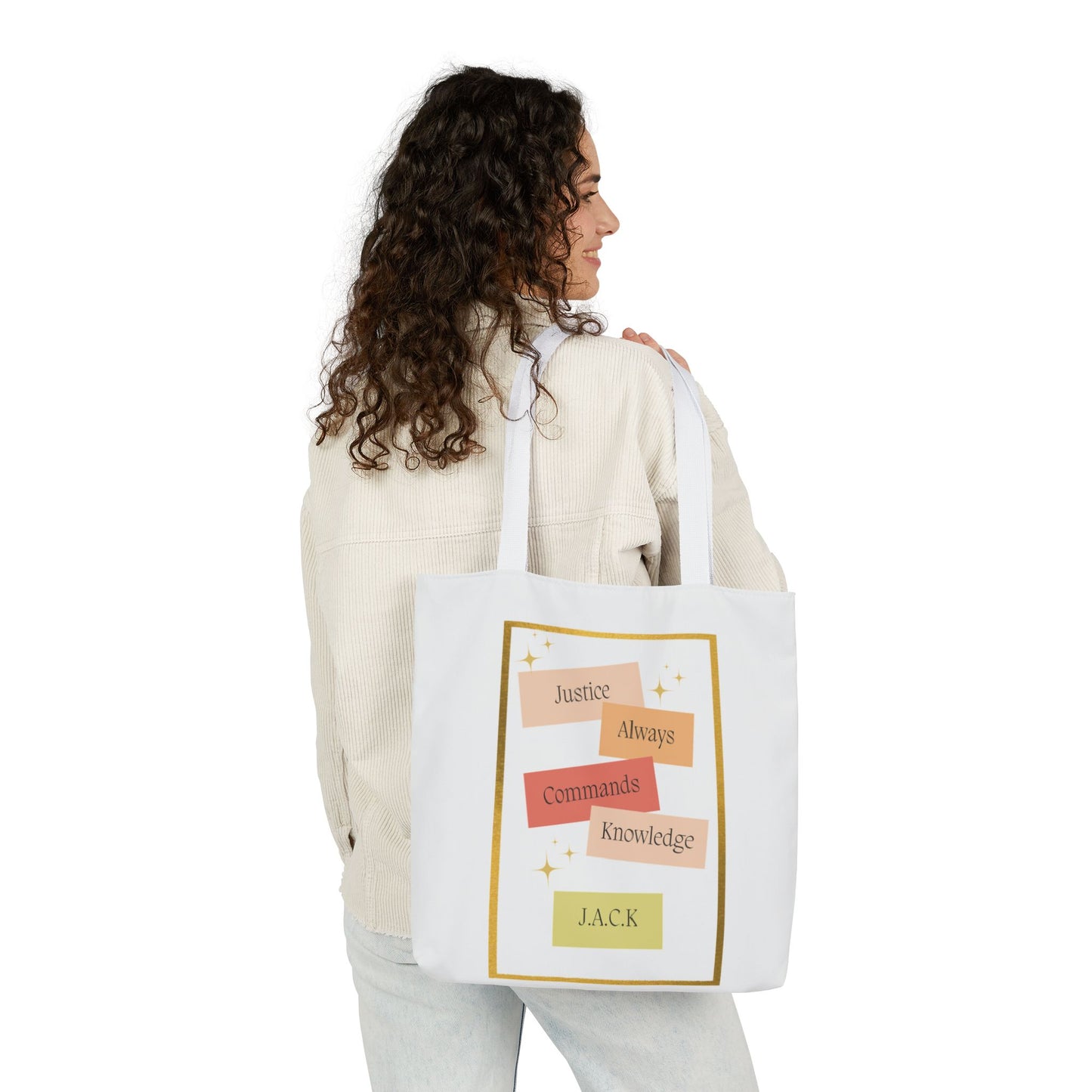 Personalized Initial Quote Inspirational Canvas Tote Custom Name