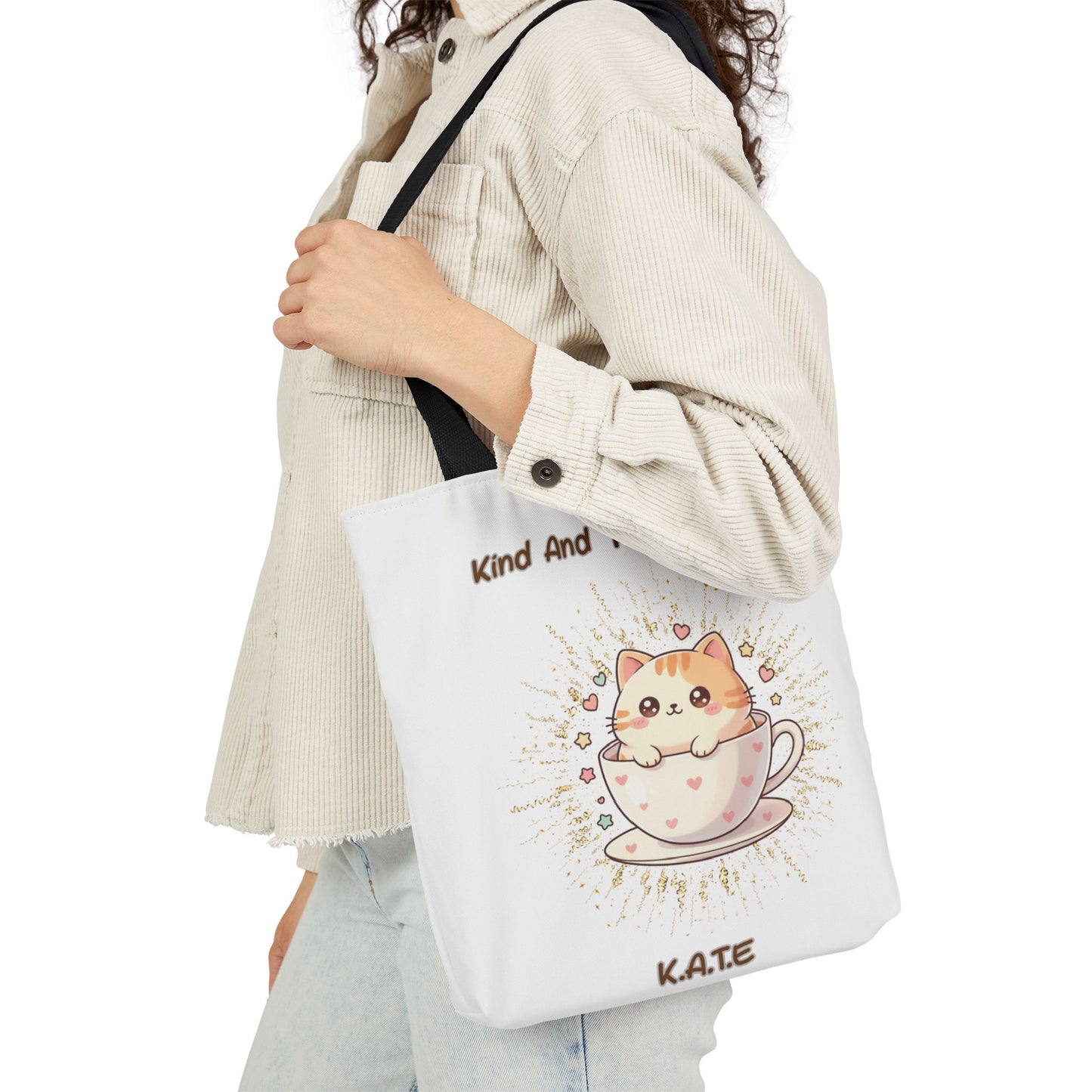 Personalized Initial Quote Exquisite Cat Canvas Tote Custom Name