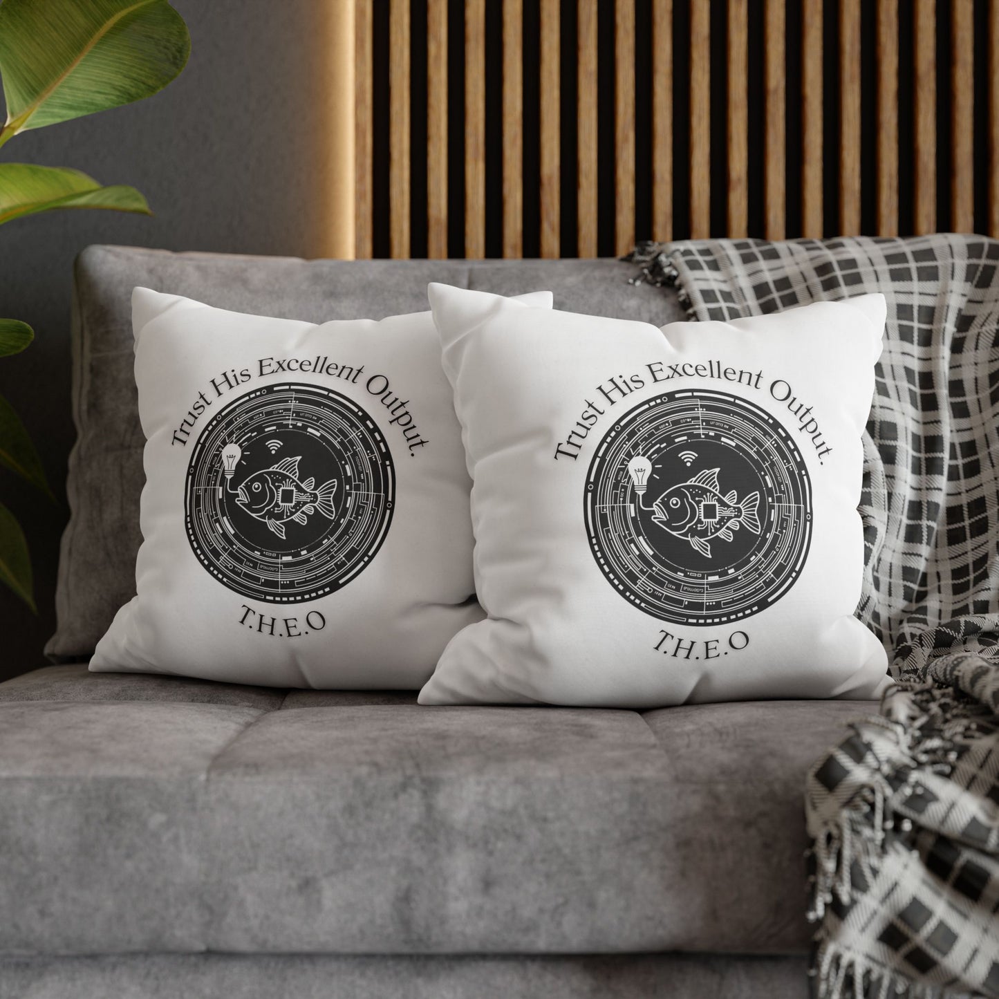 Personalized Initial Quote Fish — Custom Sayings on Square Poly Canvas Pillowcase