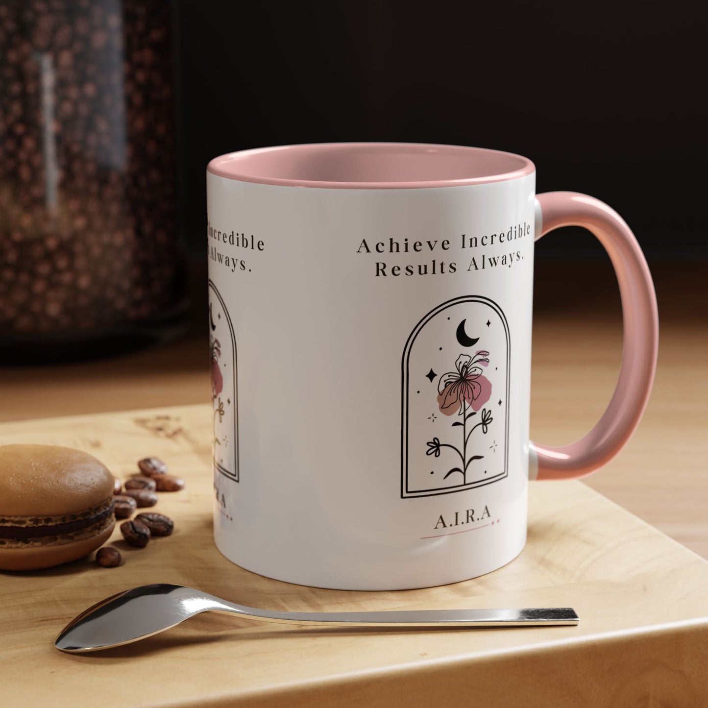 Personalized Initial Floral Moon Accent Coffee Mug