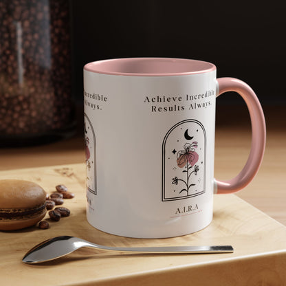 Personalized Initial Floral Moon Accent Coffee Mug