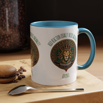 Personalized Initial Circled Lion Accent Coffee Mug