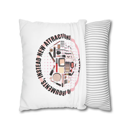 Personalized Initial Quote Cosmetic Heart — Custom Sayings on Square Poly Canvas Pillowcase