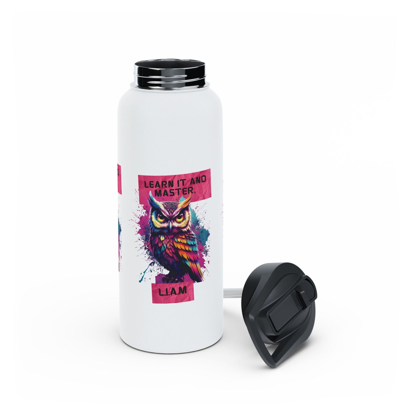 Personalized Initial Quote Owl Stainless Steel Water Bottle