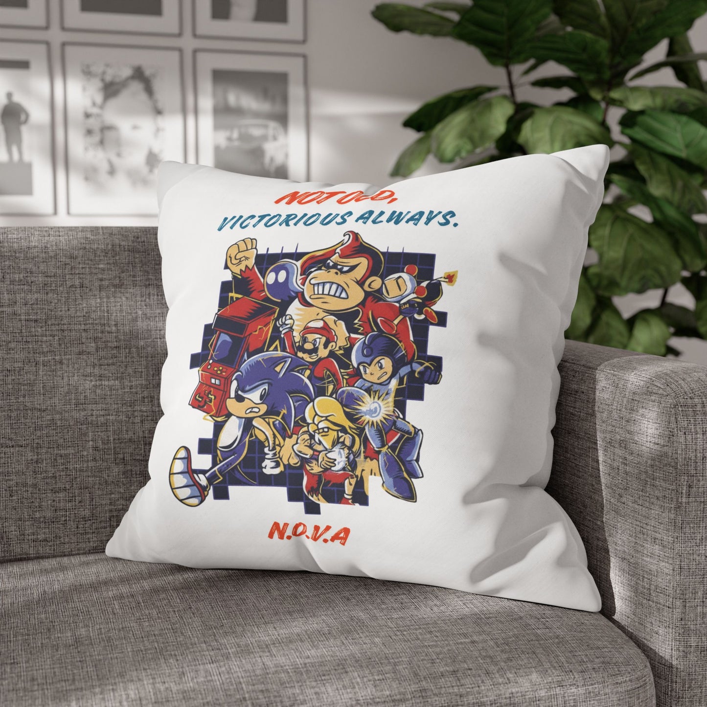 Personalized Initial Quote Cartoon — Custom Sayings on Square Poly Canvas Pillowcase