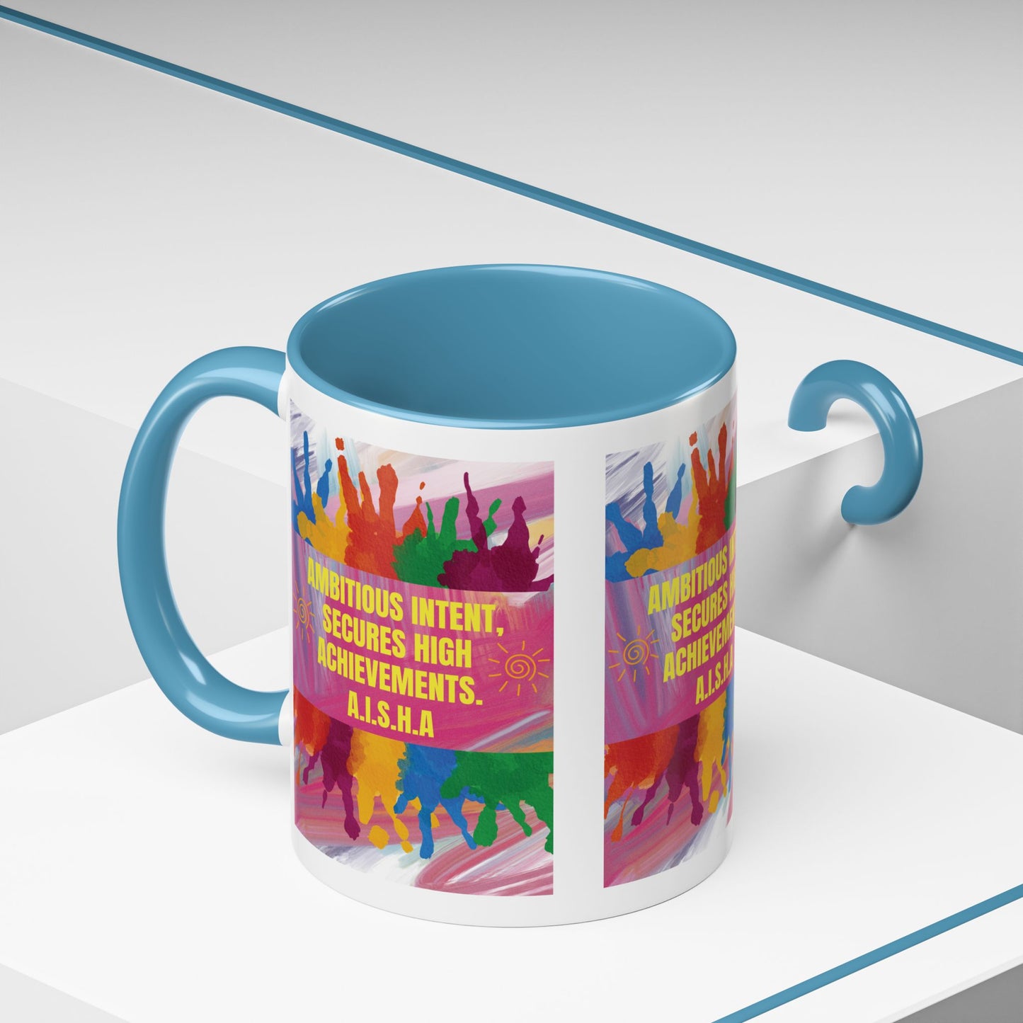 Personalized Initial Colorful Paint Accent Coffee Mug