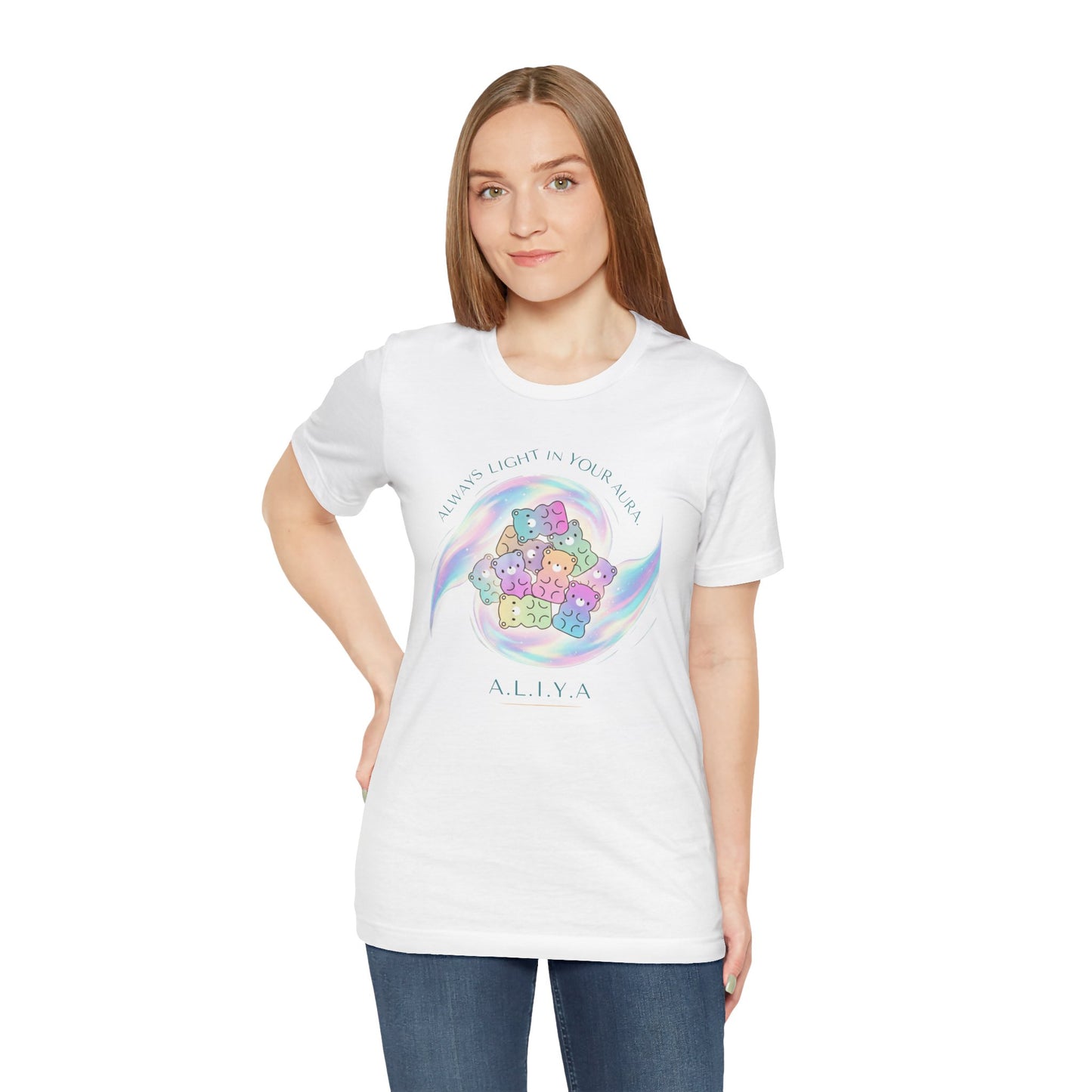 H2 Aura custom name initial t-shirt with a personalized artistic quote. A comfortable, versatile tee designed to showcase your individual aura and unique personality through custom typography.