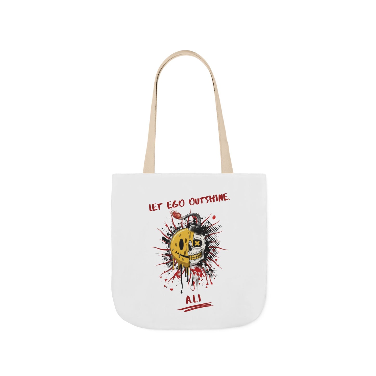 Personalized Initial Quote Split Smile Skull Canvas Tote Custom Name