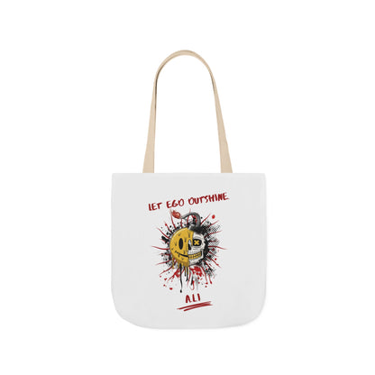 Personalized Initial Quote Split Smile Skull Canvas Tote Custom Name