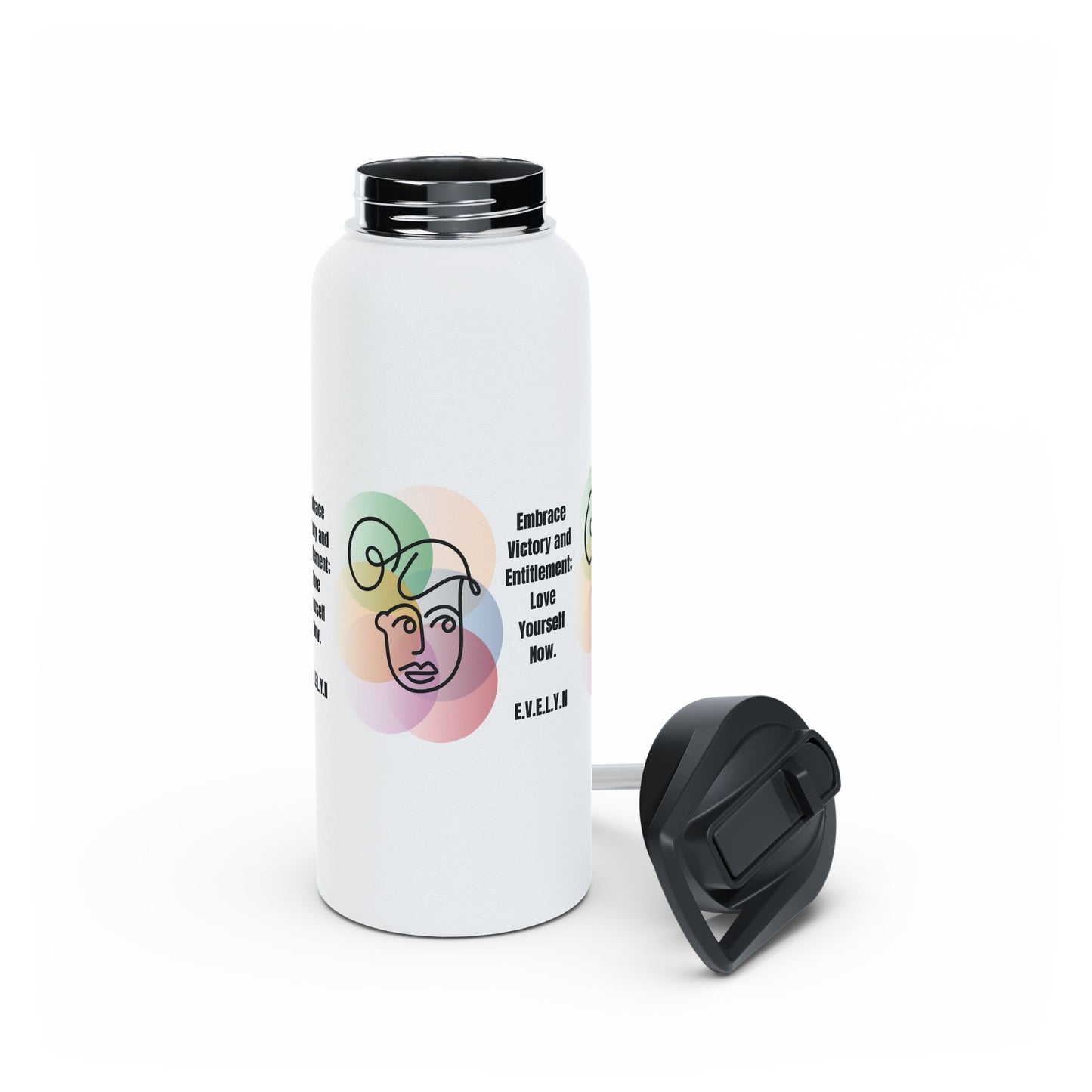 Personalized Initial Quote Sketch Girl Stainless Steel Water Bottle