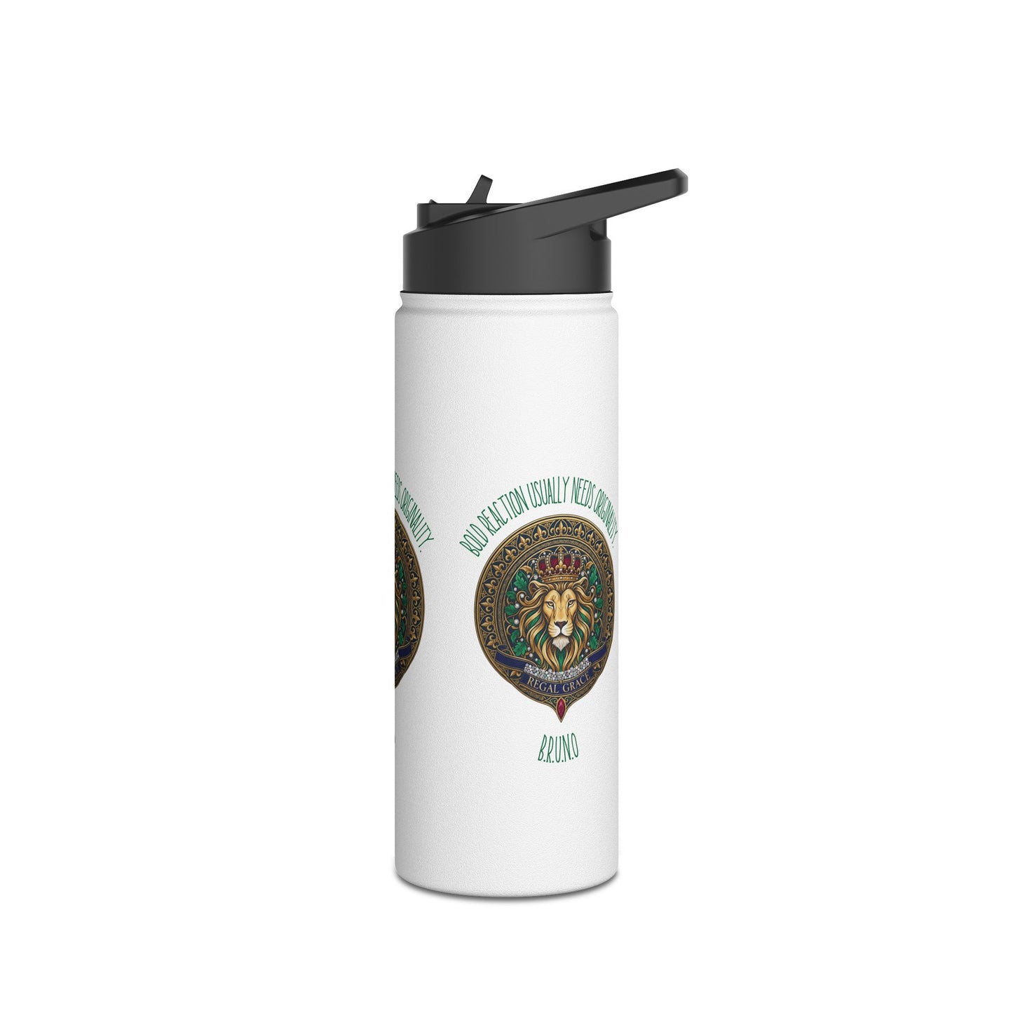 Personalized Initial Quote Circled Lion Stainless Steel Water Bottle
