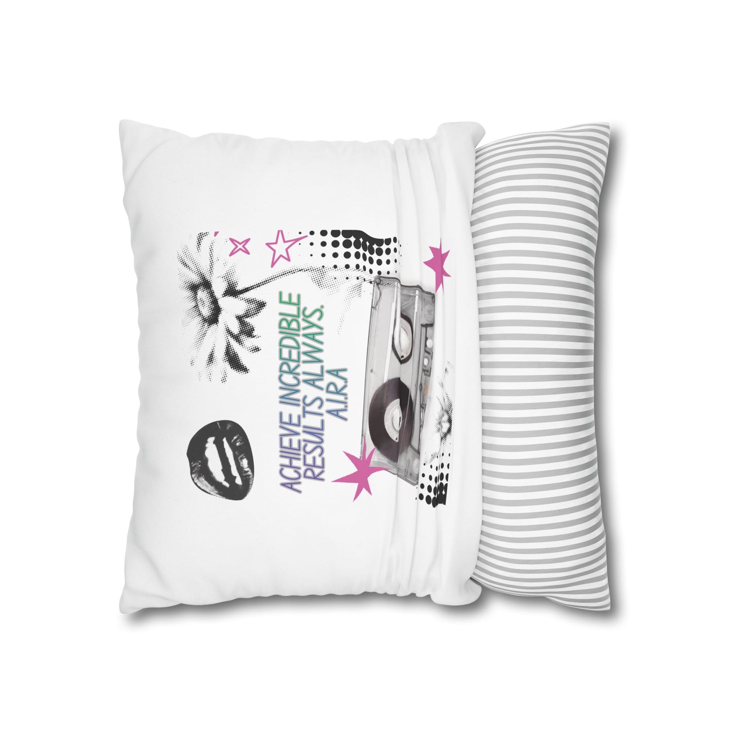 Personalized Initial Quote Cassette — Custom Sayings on Square Poly Canvas Pillowcase