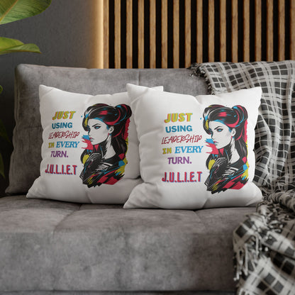 Personalized Initial Quote Vintage Girl — Custom Sayings on Square Poly Canvas Pillowcase