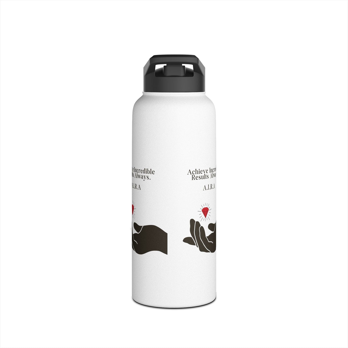 Personalized Initial Quote Hand and Gem Stainless Steel Water Bottle