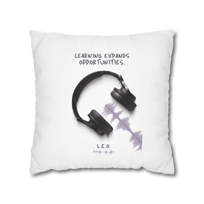 Personalized Initial Quote Headphone — Custom Sayings on Square Poly Canvas Pillowcase