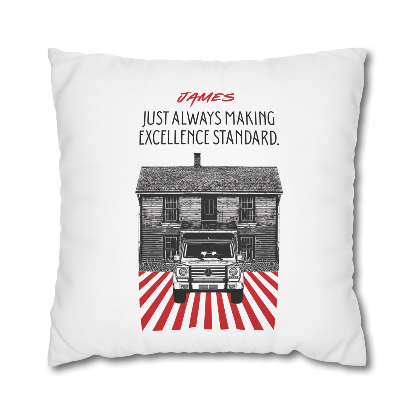 Personalized Initial Quote Vintage Car — Custom Sayings on Square Poly Canvas Pillowcase