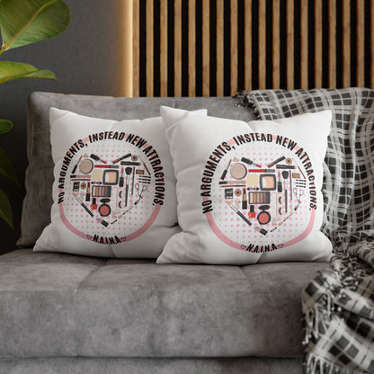 Personalized Initial Quote Cosmetic Heart — Custom Sayings on Square Poly Canvas Pillowcase