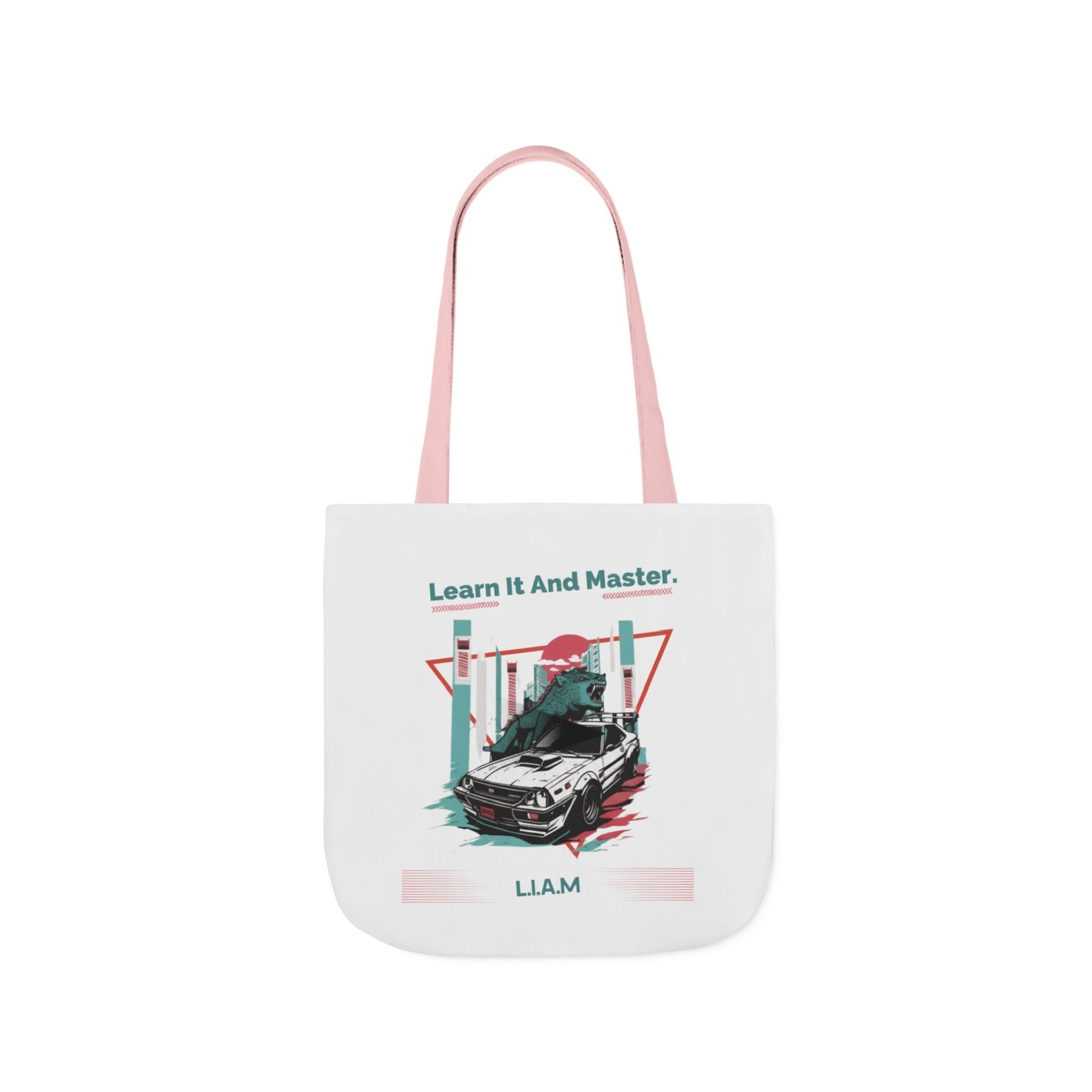 Personalized Initial Quote Dinosaur Car Canvas Tote Custom Name